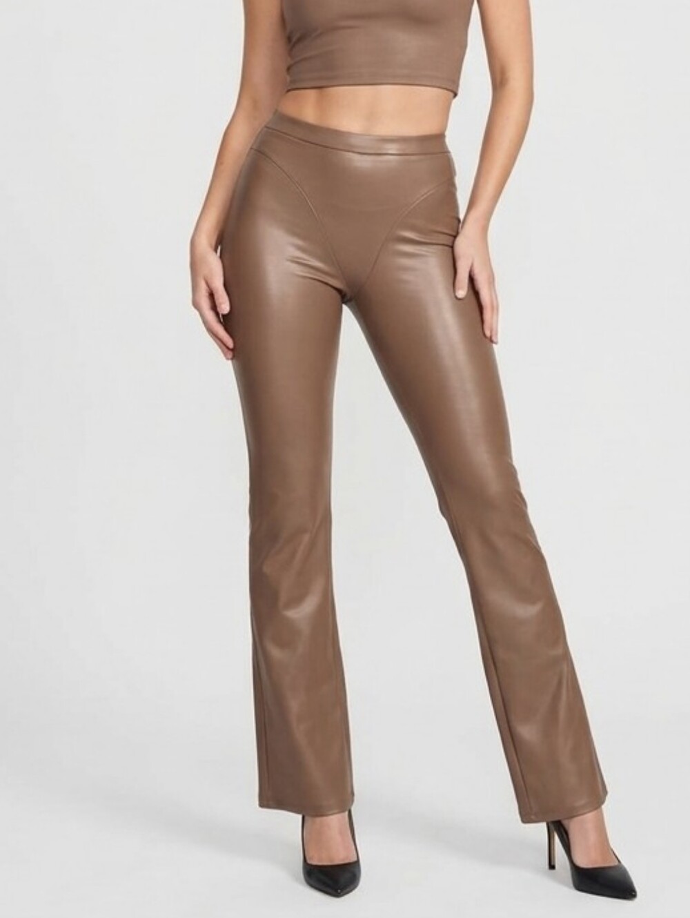 NWT Skims Faux Leather Boot Cut Jasper Pants Flare High Waist 20-24